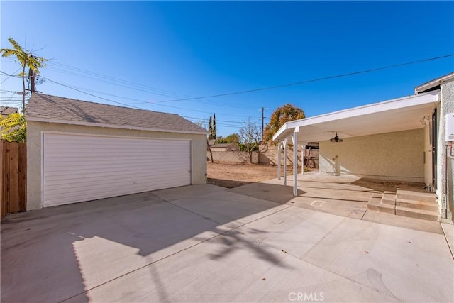 garage with a carport