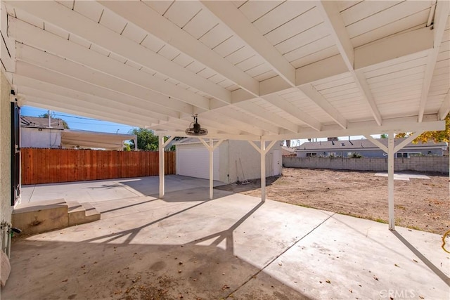 view of patio / terrace featuring ceiling fan