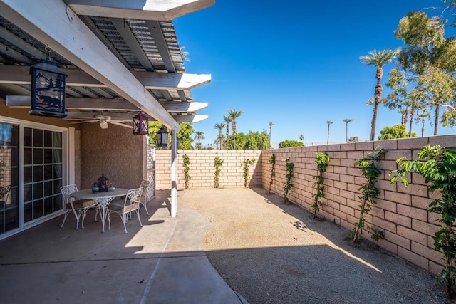 view of patio / terrace with ceiling fan