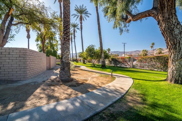 view of property's community with a lawn