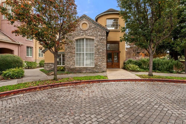 view of front facade featuring french doors