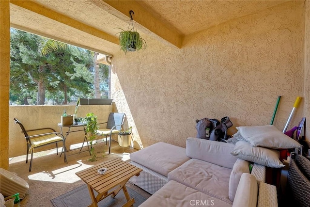 view of patio / terrace featuring a balcony and an outdoor hangout area