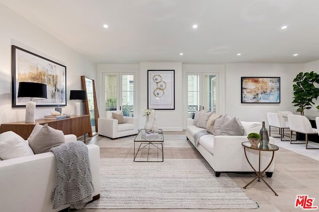 living room featuring french doors