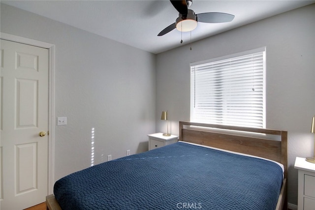 bedroom featuring ceiling fan