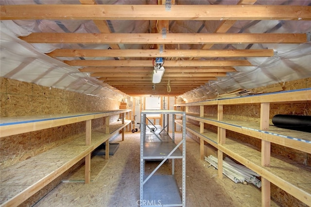 view of unfinished attic