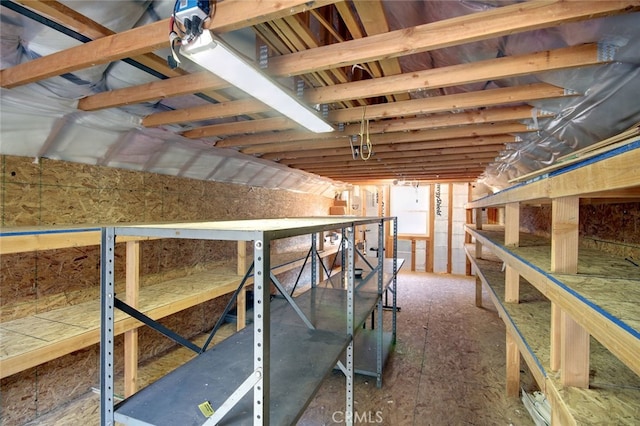 view of unfinished attic