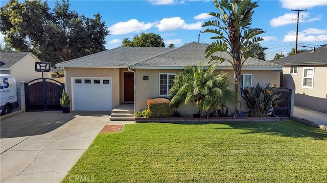 ranch-style home featuring a front yard