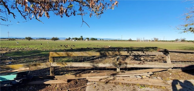 view of yard with a rural view