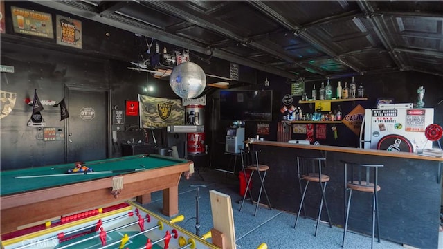 recreation room featuring indoor bar and billiards