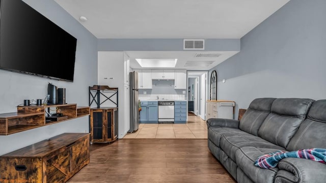 living room featuring light hardwood / wood-style floors