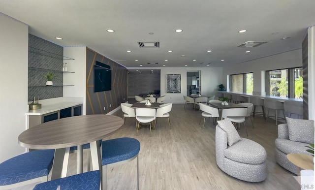 living room featuring light wood-type flooring