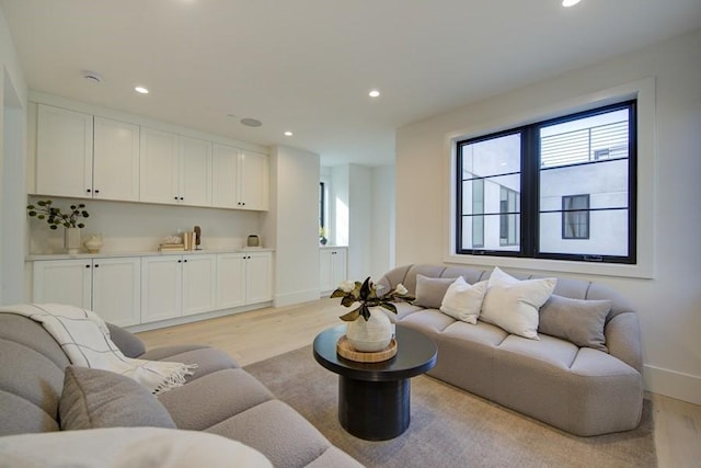 living room featuring light hardwood / wood-style flooring