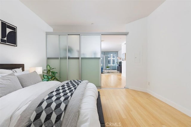 bedroom featuring a closet and wood-type flooring