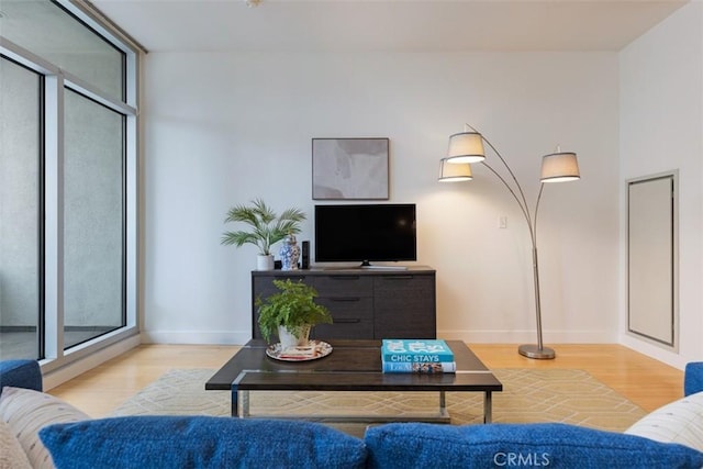 living room with light hardwood / wood-style floors