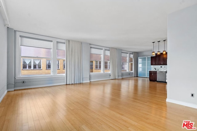 unfurnished living room with light hardwood / wood-style flooring