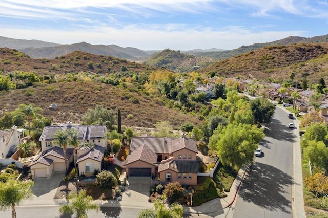 aerial view with a mountain view