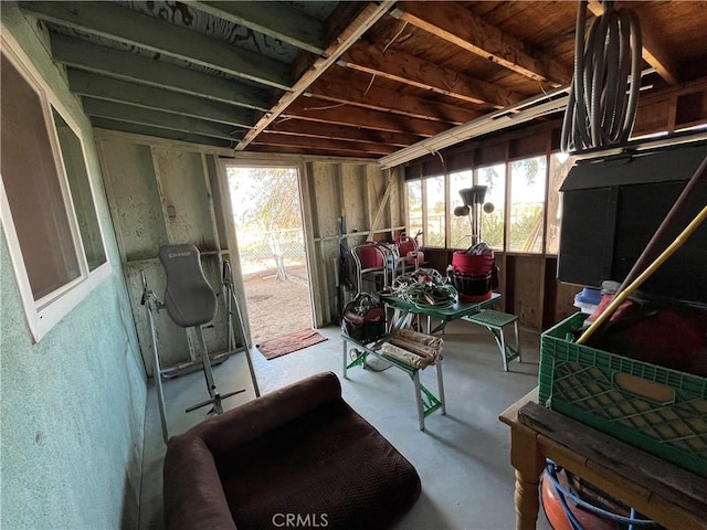 basement with a healthy amount of sunlight