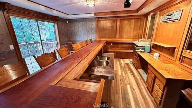 view of sauna with wood-type flooring