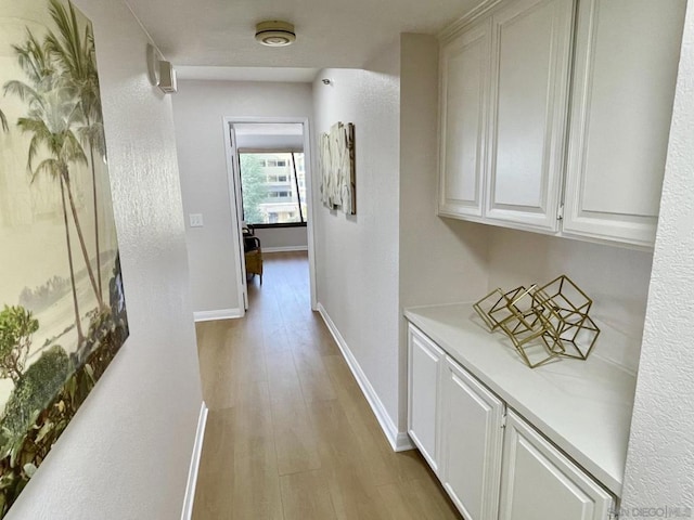 hall featuring light wood-type flooring