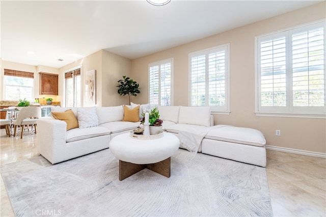 view of tiled living room