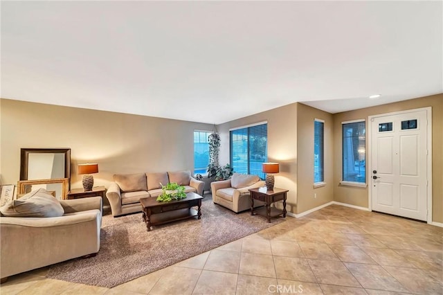 view of tiled living room