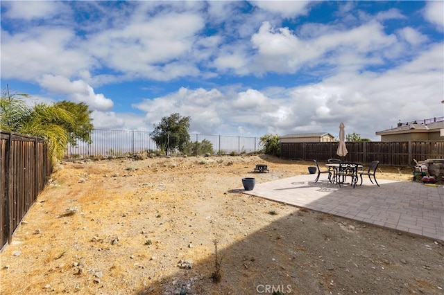 view of yard with a patio area