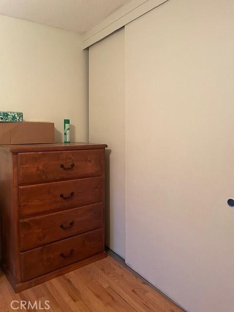 bedroom featuring light hardwood / wood-style flooring and a closet