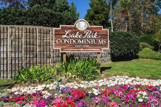 view of community sign