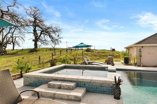 view of swimming pool with central AC