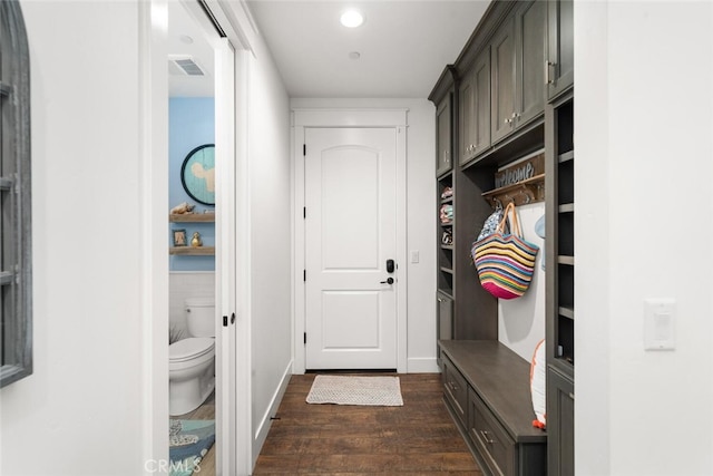 mudroom featuring dark hardwood / wood-style floors