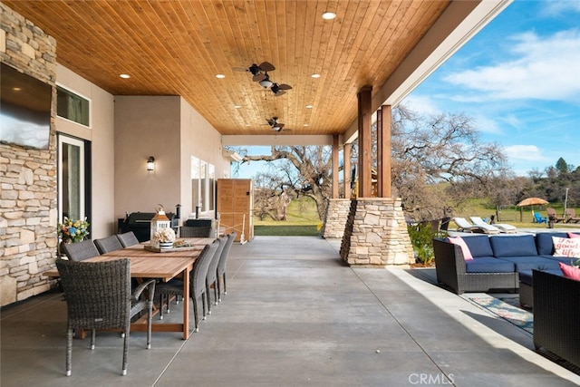 view of patio / terrace featuring outdoor lounge area and ceiling fan