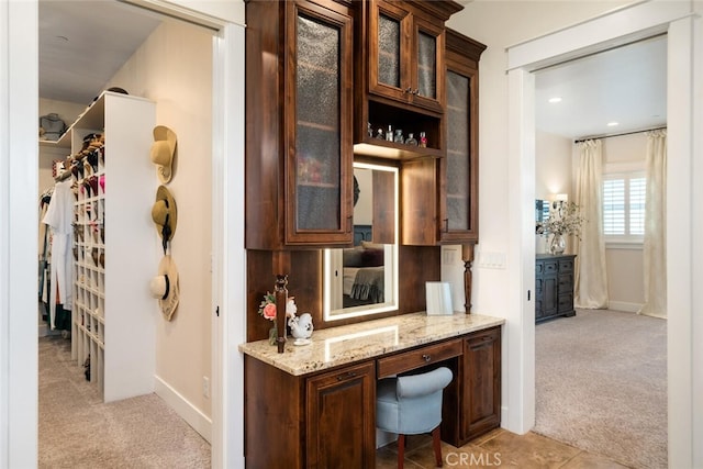 view of carpeted home office