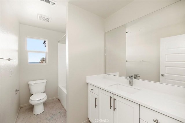 full bathroom featuring tile patterned floors, vanity, toilet, and  shower combination