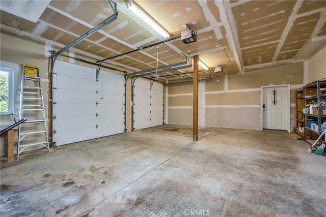 garage with a garage door opener