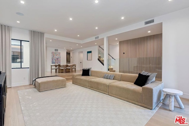 living room featuring light hardwood / wood-style floors