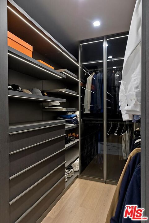 spacious closet with hardwood / wood-style floors