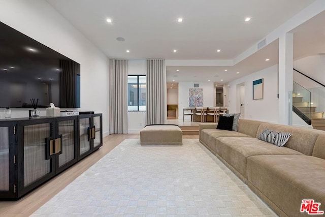 living room with light wood-type flooring