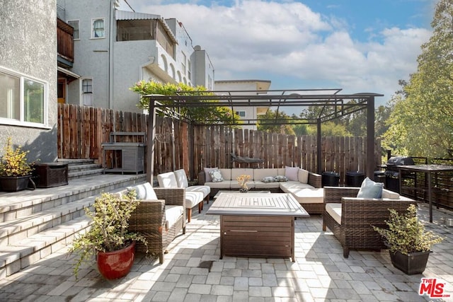 view of patio featuring grilling area and an outdoor hangout area