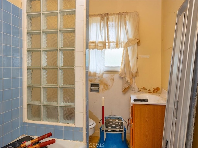 bathroom with vanity and toilet