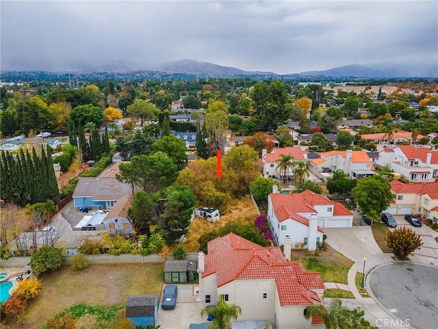 aerial view with a mountain view