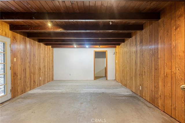 31413 Overhill Dr, Running Springs, CA 92382 - basement featuring wood walls and wooden ceiling