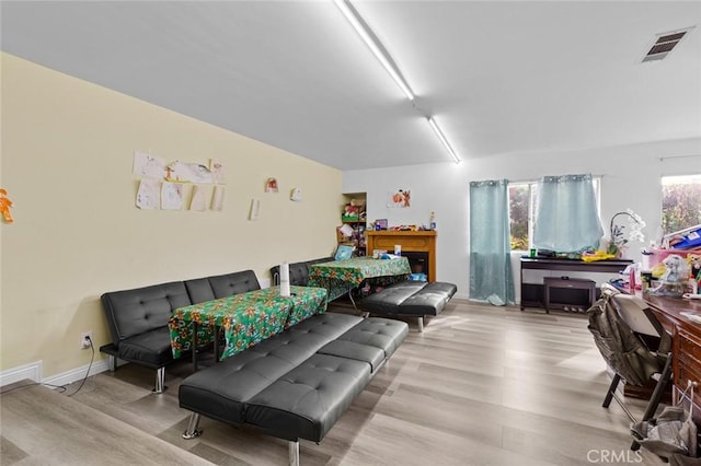 living room featuring light wood-type flooring