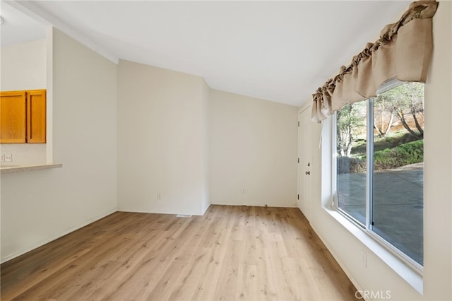 unfurnished room featuring light hardwood / wood-style flooring and a healthy amount of sunlight