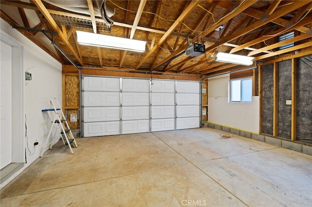 garage with a garage door opener