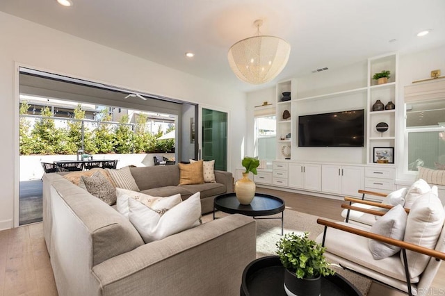 living room featuring light hardwood / wood-style floors