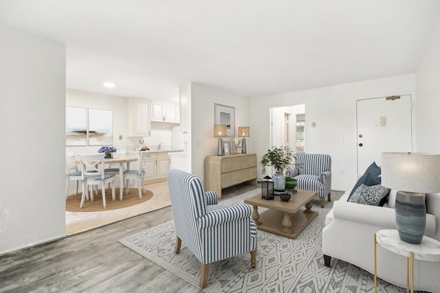 living room featuring light hardwood / wood-style floors