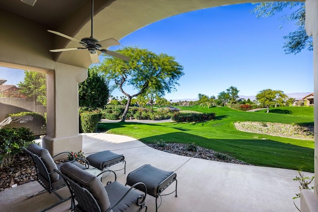 view of patio with ceiling fan