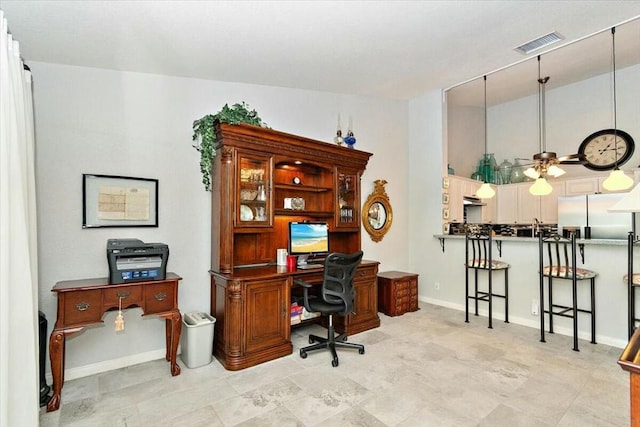 office area featuring ceiling fan