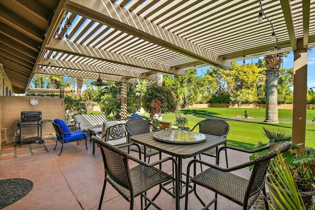 view of patio / terrace featuring a pergola