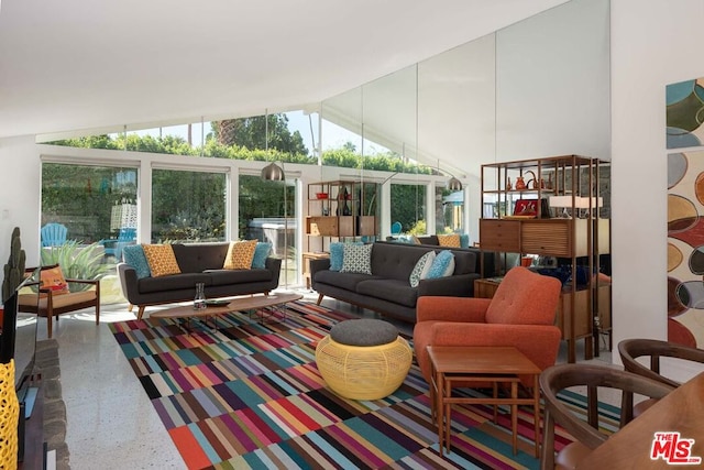 sunroom with vaulted ceiling